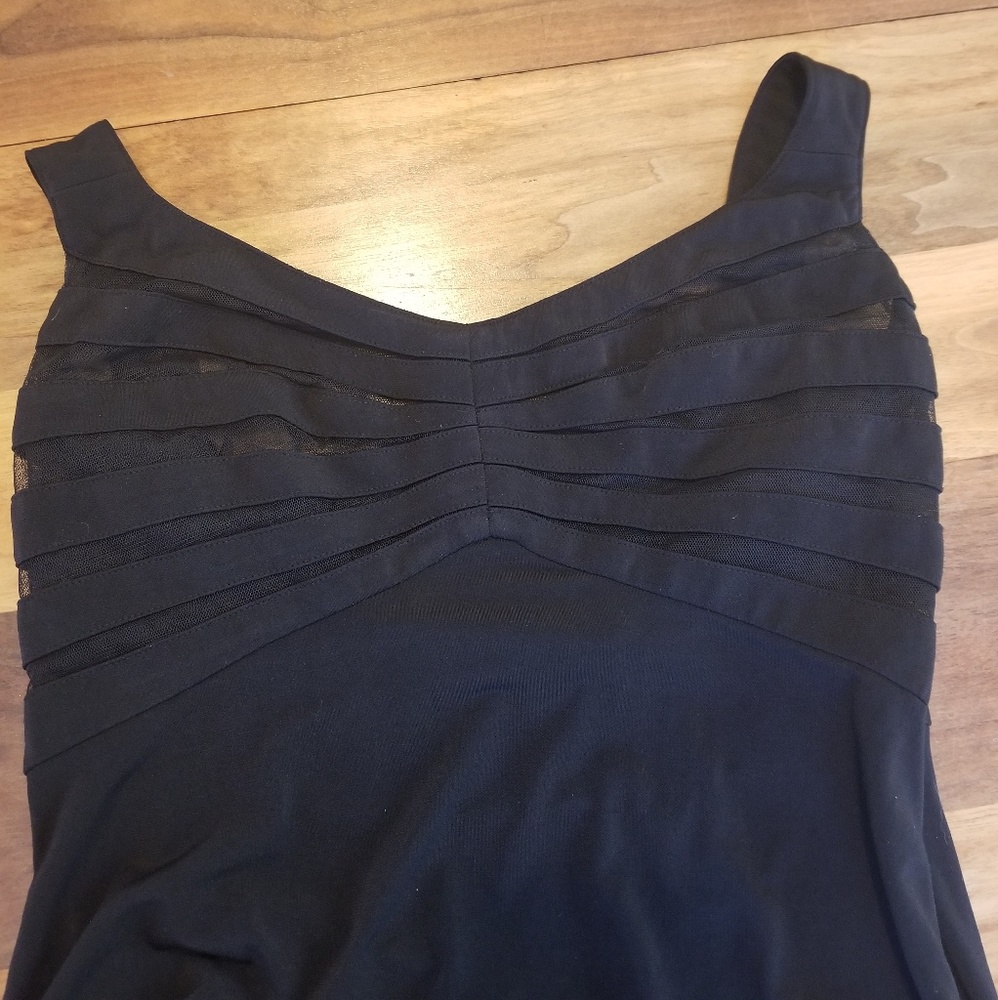 Black Cocktail Dress Sheer Panels Jersey 4